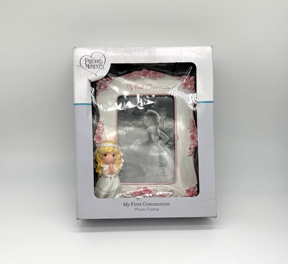 Precious Moments My First Communion 4x6 Photo Frame Girl NIB Pink Resin Gift